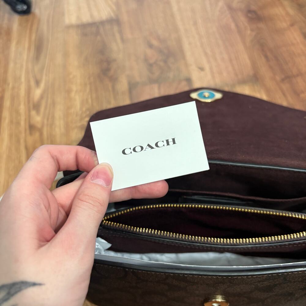 NEW Coach Signature Tammie Logo Flap Gold Chain Strap Crossbody Shoulder Bag - Picture 9 of 10